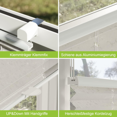 Lissee Roleta plisowana mocowanie zaciskowe , kolor biały, 60 x 130 cm