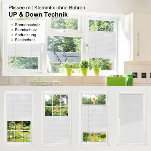 Lissee Roleta plisowana mocowanie zaciskowe , kolor biały, 60 x 130 cm
