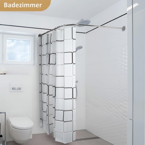 MYOYAY Drążek do zasłony prysznicowej regulowany kształt, z zasłona