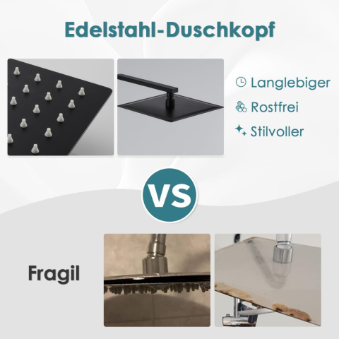 OUGOO Deszczownica z termostatem, system prysznicowy z armaturą