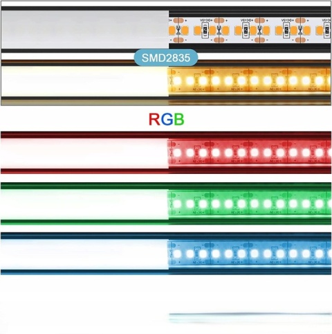 Profil LED U-kształtny, Czarny, 6 szt. z Białą Pokrywą 1m
