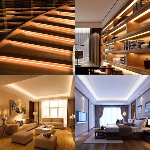 Profil LED U-kształtny, Czarny, 6 szt. z Białą Pokrywą 1m