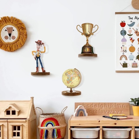 AceList Drewniany regał ścienny, drewno bukowe, zestaw 3 sztuki