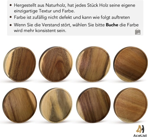 AceList Drewniany regał ścienny, drewno bukowe, zestaw 3 sztuki