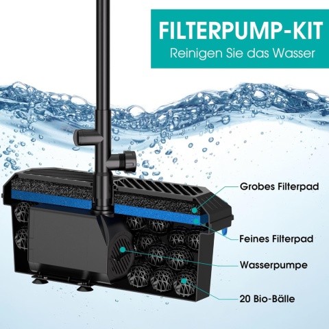 Biling Kompletny zestaw filtrów do stawu z pompą o wydajności 2500 l/h