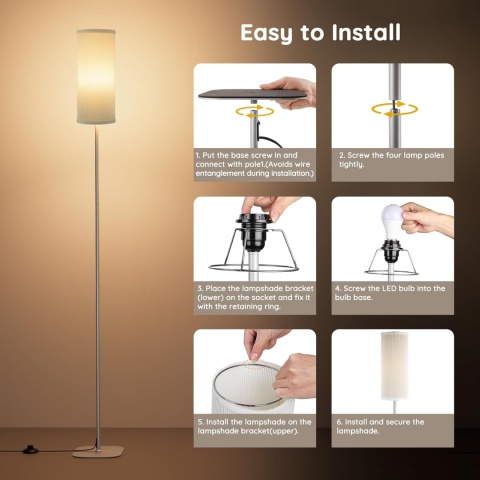 Buyya Inteligentna lampa stojąca 12W, ściemniana z aplikacją i pilotem