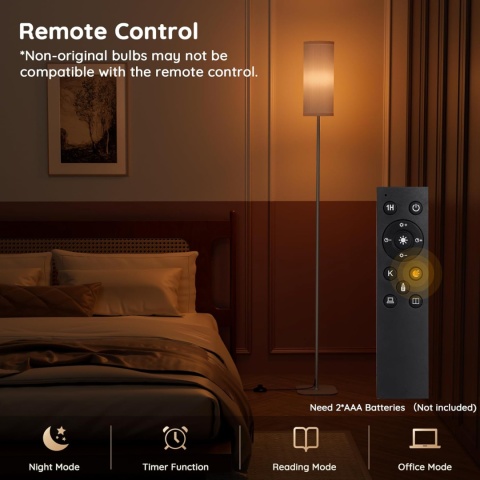 Buyya Inteligentna lampa stojąca 12W, ściemniana z aplikacją i pilotem