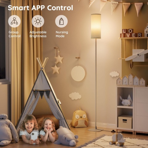 Buyya Inteligentna lampa stojąca 12W, ściemniana z aplikacją i pilotem