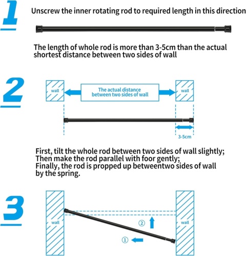 Drążek do zasłony prysznicowej, bez wiercenia, teleskopowy 70-120 cm