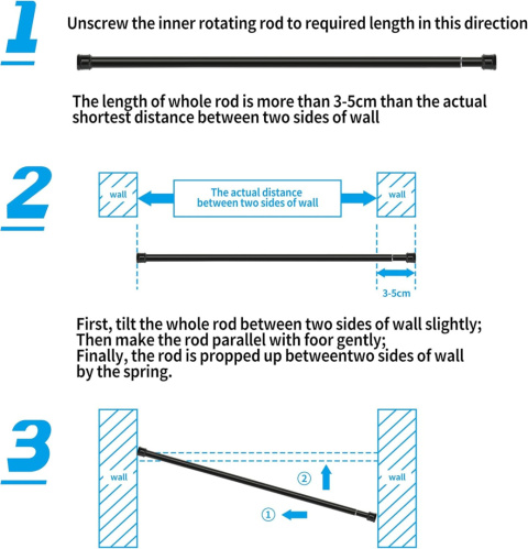 Drążek do zasłony prysznicowej, bez wiercenia, teleskopowy 50-80 cm