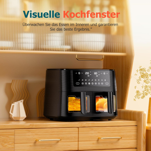 Dual Zone frytkownica na gorące powietrze z okienkiem pojemność 9 l XL Dual Zone frytkownica na gorące powietrze z okienkiem pojemność 9 l XL
