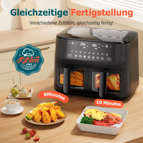 Dual Zone frytkownica na gorące powietrze z okienkiem pojemność 9 l XL Dual Zone frytkownica na gorące powietrze z okienkiem pojemność 9 l XL
