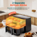 Dual Zone frytkownica na gorące powietrze z okienkiem pojemność 9 l XL