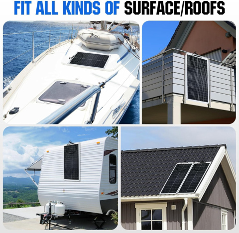 ECO-WORTHY Panel słoneczny 100 W, 12 V, elastyczny, monokrystaliczny