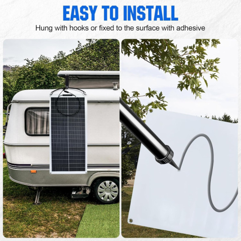 ECO-WORTHY Panel słoneczny 100 W, 12 V, elastyczny, monokrystaliczny