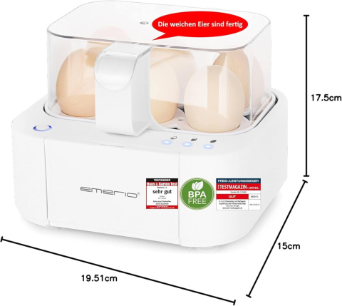 Emerio Jajowar Urządzenie do gotowania jajek 400 W 3 poziomy gotowania