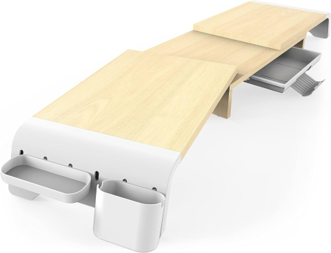 Fenge Podwójny stojak na monitor 3 półki z regulowaną długością 107 cm