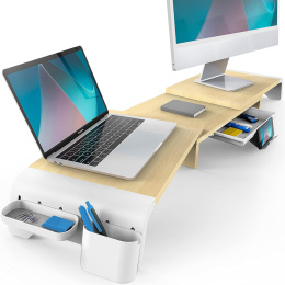 Fenge Podwójny stojak na monitor 3 półki z regulowaną długością 107 cm