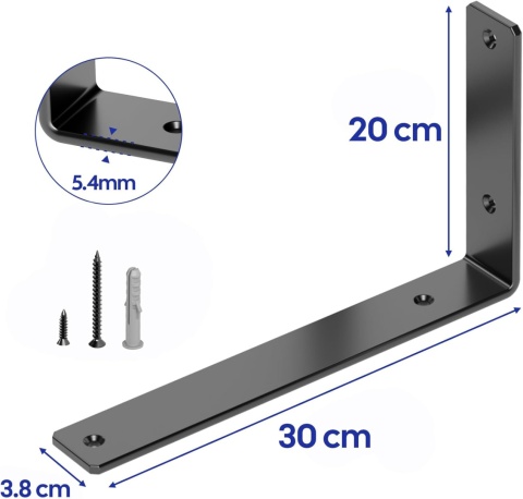 GOFOWRK 2 sztuki 30,5 cm wsporników półkowych, 5,4 mm grubości