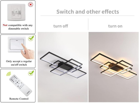 JIINOO ściemnialna lampa sufitowa, 110 cm ze zdalnym sterowaniem, 70 W
