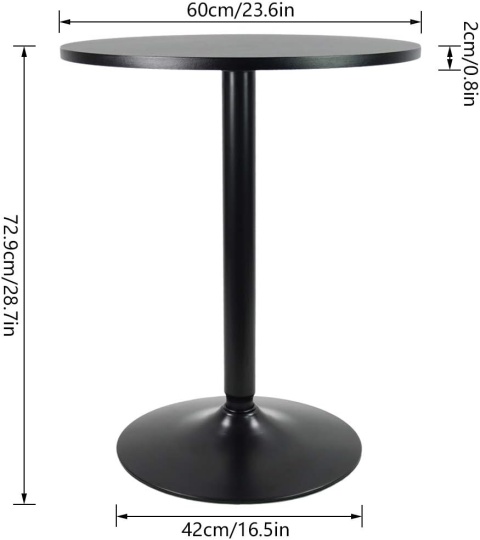 KKTONER Okrągły stół barowy 60 cm , 74 cm wysoki