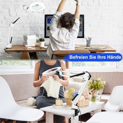 KLGFI 10 x lupa ze światłem i stojakiem, 2 w 1, lampa z lupą