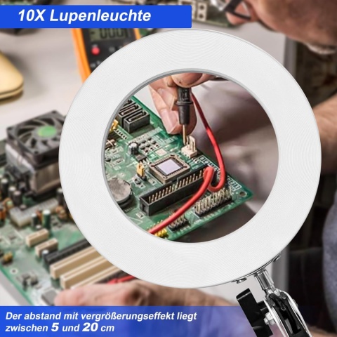 KLGFI 10 x lupa ze światłem i stojakiem, 2 w 1, lampa z lupą