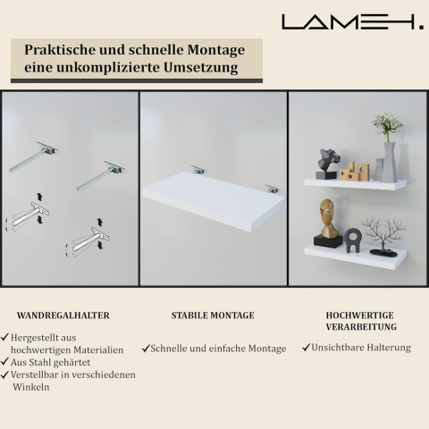 LAMEH . Regał ścienny z płyty MDF, biały, z niewidocznymi uchwytami 40 CM LAMEH . Regał ścienny z płyty MDF, biały, z niewidocznymi uchwytami 40 CM