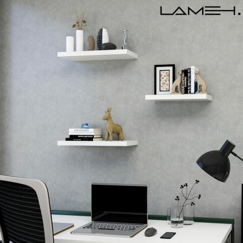 LAMEH . Regał ścienny z płyty MDF, biały, z niewidocznymi uchwytami 40 CM LAMEH . Regał ścienny z płyty MDF, biały, z niewidocznymi uchwytami 40 CM
