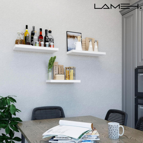 LAMEH . Regał ścienny z płyty MDF, biały, z niewidocznymi uchwytami 40 CM LAMEH . Regał ścienny z płyty MDF, biały, z niewidocznymi uchwytami 40 CM