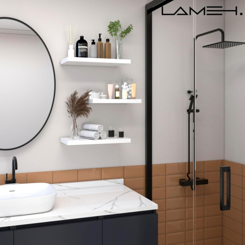 LAMEH . Regał ścienny z płyty MDF, biały, z niewidocznymi uchwytami 40 CM LAMEH . Regał ścienny z płyty MDF, biały, z niewidocznymi uchwytami 40 CM