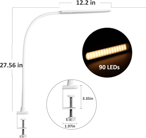Lampa biurkowa LED z zaciskiem, elastyczna z zaciskiem ściemniana