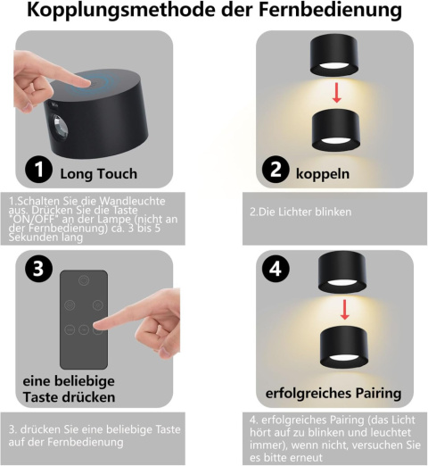 Lampa ścienna wewnętrzna z pilotem możliwość ściemniania LED USB