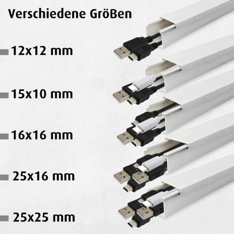 Lion Electric Kanał kablowy, biały, samoprzylepny, 16 x 16 mm, 12 x 1 m