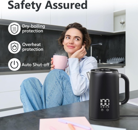 OMISOON Czajnik elektryczny ze stali nierdzewnej, pojemność 1,7 litra