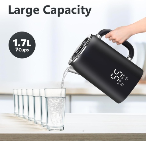 OMISOON Czajnik elektryczny ze stali nierdzewnej, pojemność 1,7 litra