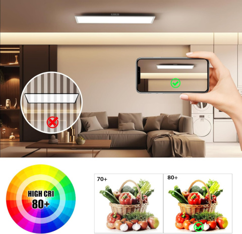 OTREN ściemnialna lampa 100 x 25 cm, 36 W panel sufitowy z pilotem