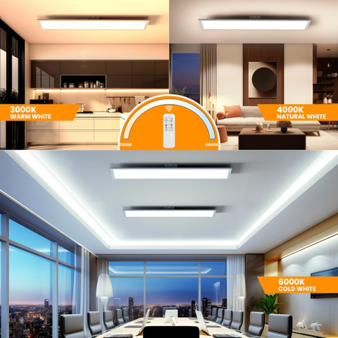 OTREN ściemnialna lampa 100 x 25 cm, 36 W panel sufitowy z pilotem