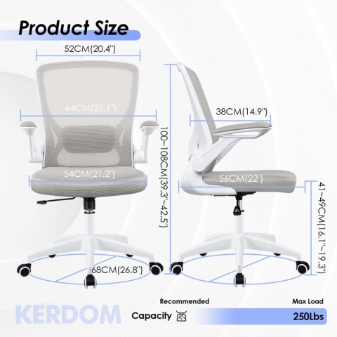 KERDOM Ergonomiczne krzesło biurowe, odparcie Lumbar KD 9060 C