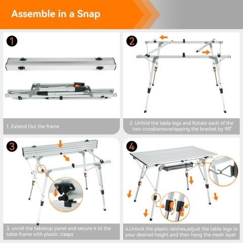 Sportneer Stoł kempingowy składany aluminiowy regulowana wysokośc
