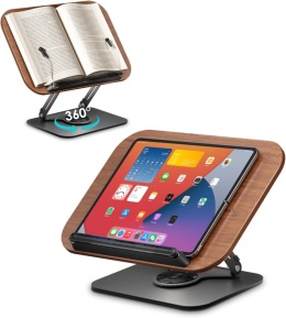 Viozon Drewniany stojak na książkę tablet, stojak do czytania, 360