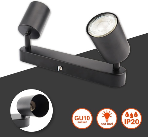 da LIGHT lampa sufitowa LED 2-żarówkowa czarna