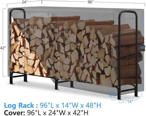 Amagabeli stojak na drewno 2,4m wodoodporny z pokrywą