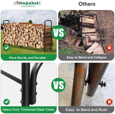 Amagabeli stojak na drewno 2,4m wodoodporny z pokrywą