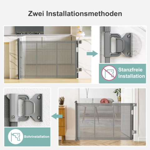 BRAMKA ochronna na schody, wysuwana, dla niemowląt, dla psów, 150 cm