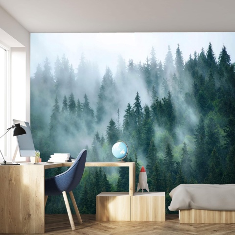 Fototapeta LAS ŚWIERKOWY WE MGLE 368 x 254 cm