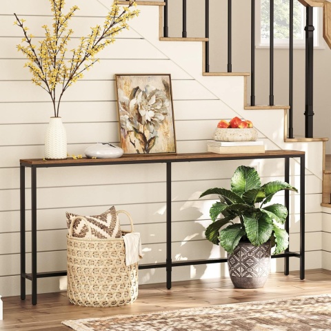 MAHANCRIS Konsola, 180 CM Wąski Długi Stół , metal i drewno