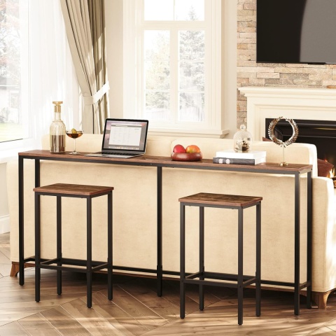 MAHANCRIS Konsola, 180 CM Wąski Długi Stół , metal i drewno