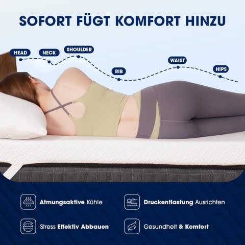 Materac Topper 90x200 nawierzchniowy pianka 7 cm nakładka na materac