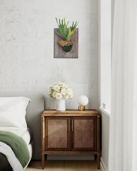 Oairse Sztuczne rośliny 34 cm, sztuczna paproć rogacza z kwietnikiem